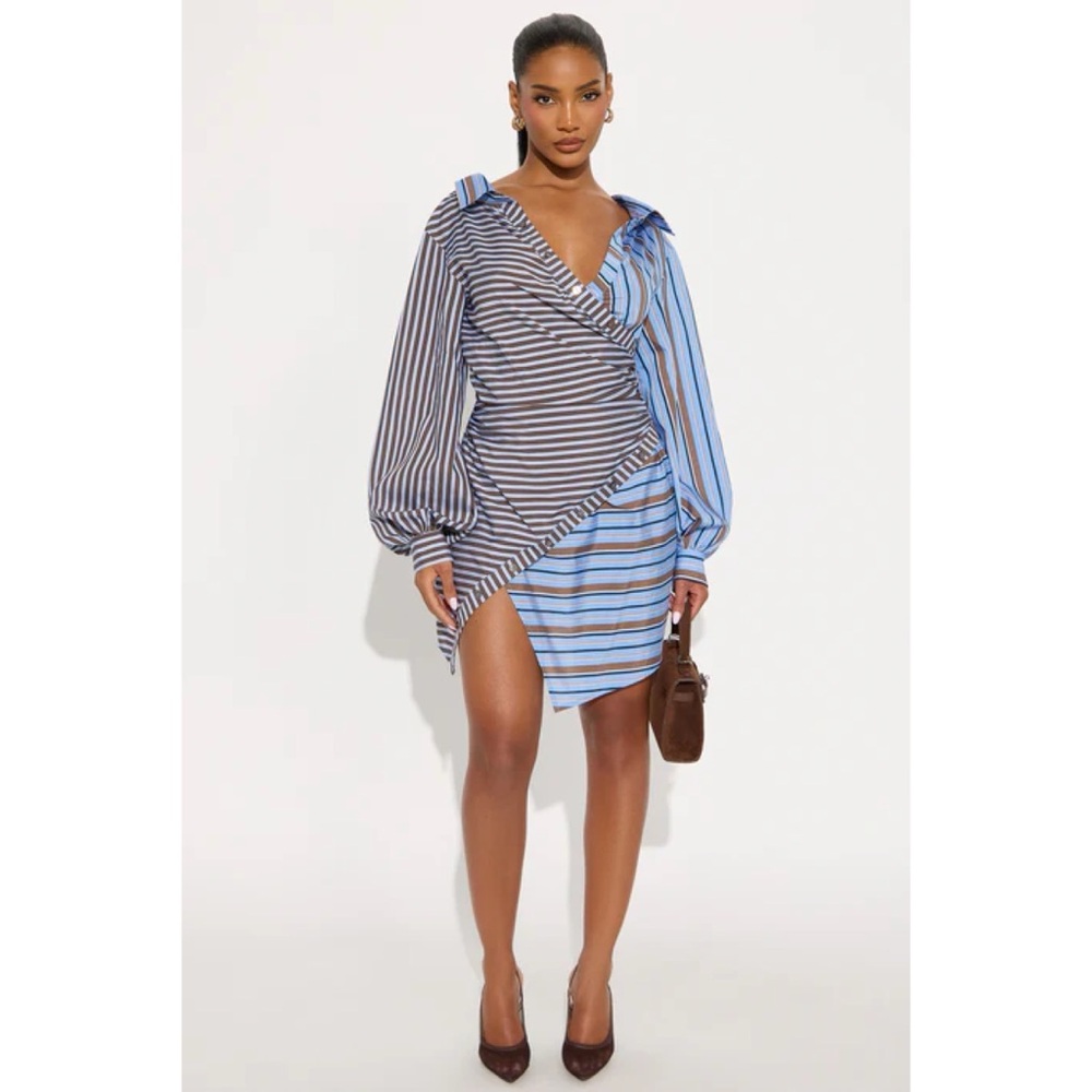Fashionnova Multi-Striped Mini Dress - Size Large - Picture 6 of 11